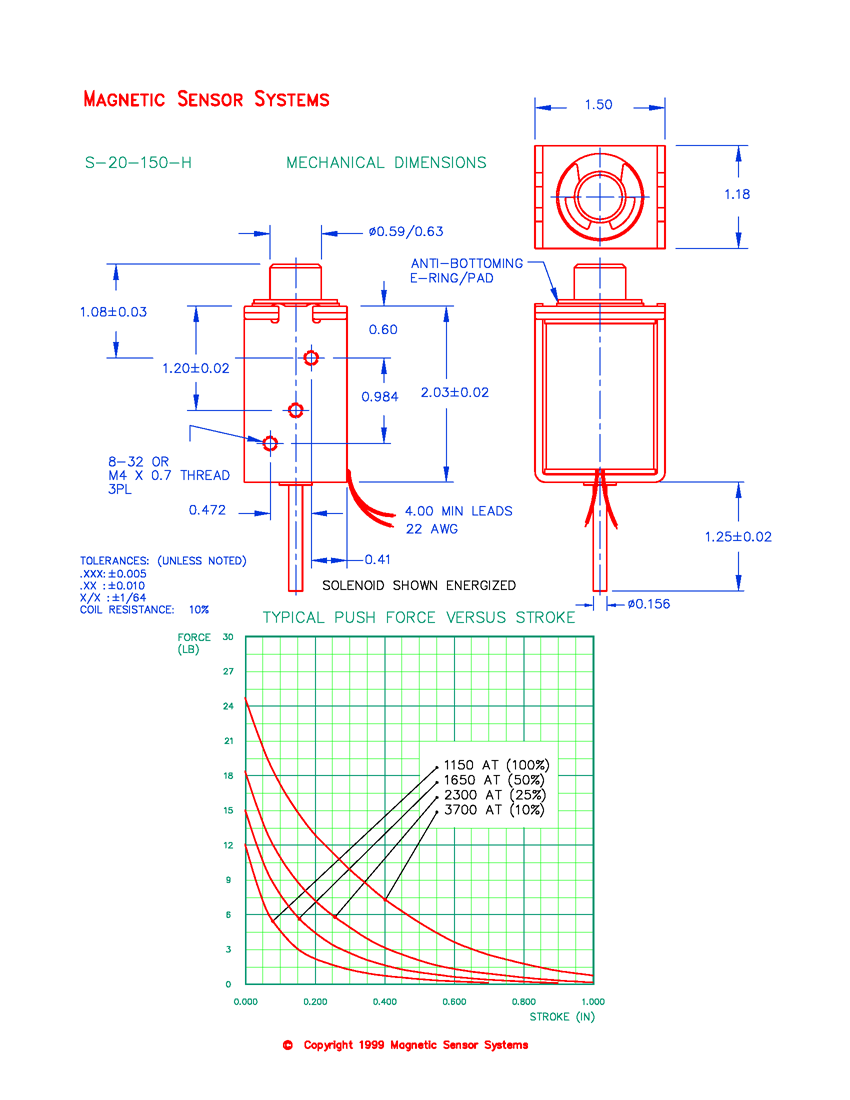 Open D-Frame Push Type Solenoid S-20-150-H, Page 2